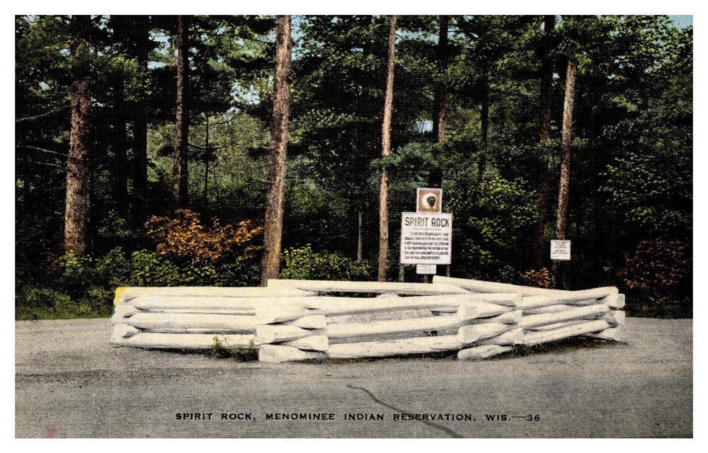 WI Wisconsin Spirit Rock Menominee Indian Reservation 36 Linen Postcard