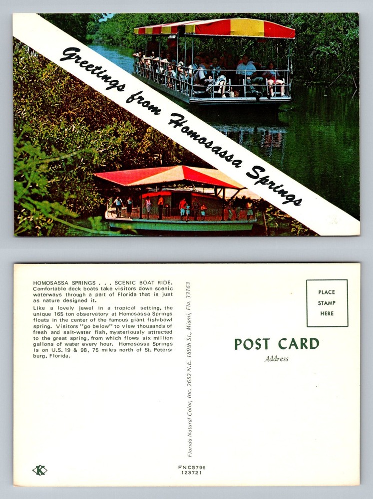 Homosassa Springs, FL-Florida, Banner Greetings River Boats Vintage Postcard
