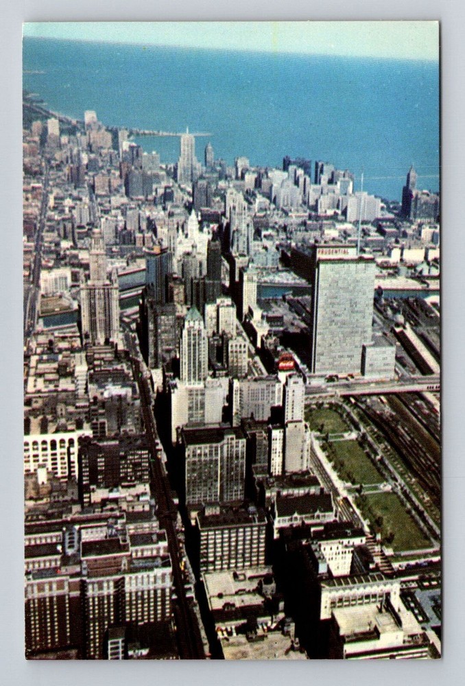 Chicago IL-Illinois, Aerial of the Loop, Antique Vintage Souvenir Postcard