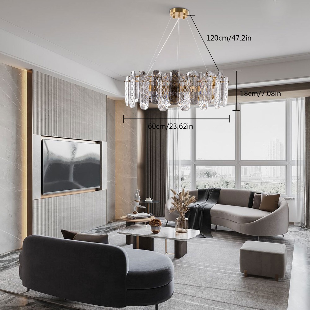 Modern Luxury Crystal Chandelier for Living Room – Large Pendant Ceiling Light