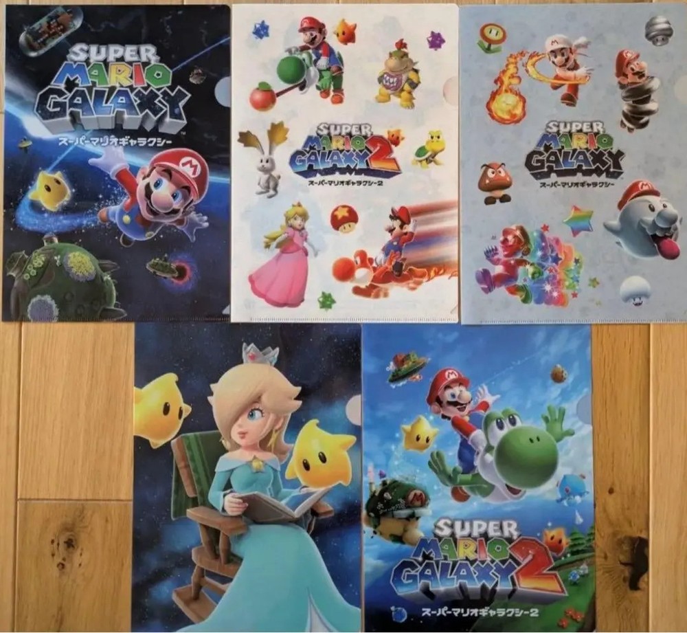 Super Mario Galaxy 1+2 ~ A4 Clear File Folder Set 5 Limited Japan NEW FS