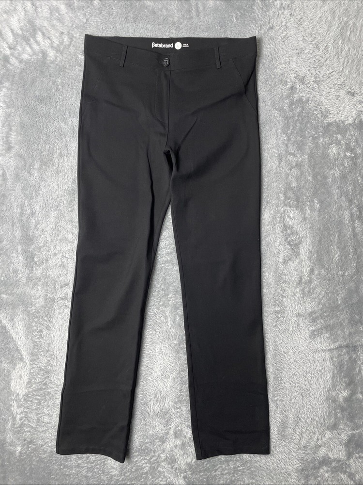 BetaBrand Pants Women's L Black Pull On Straight Leg Ponte Stretch ~30.5