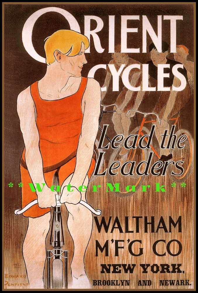 Orient Cycles 1895 Leads The World Vintage Poster Print Classic Bicycle Advert