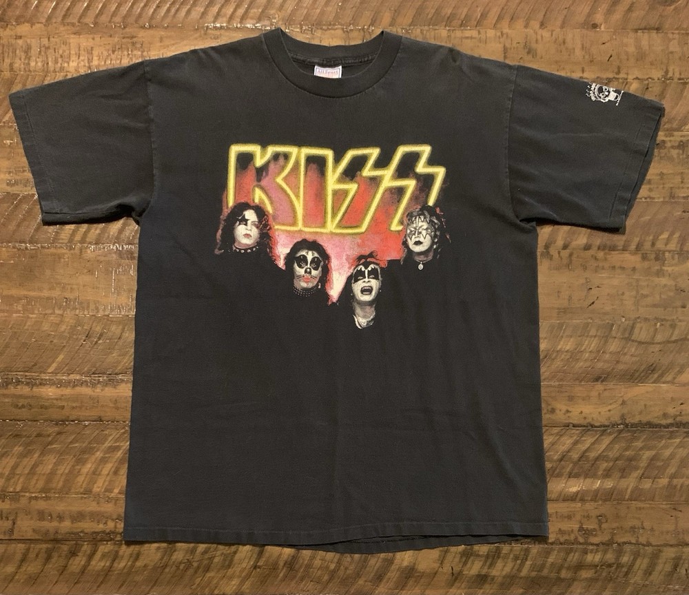 Vintage 90s KISS Band T Shirt XL All Sport USA Made Single Stitch Rock Tee
