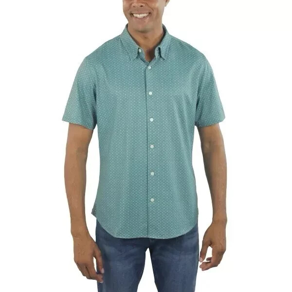 Jachs New York Men's Short Sleeve Shirt, Green, Size S