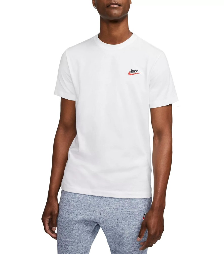 NEW Nike Sportswear Club T Shirt XL White/Black/University Red Tee AR4997-100