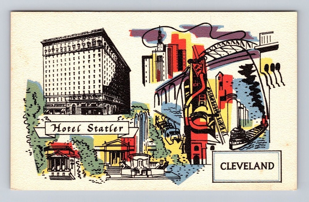 Cleveland OH-Ohio, Hotel Statler, Advertisement, Antique, Vintage Postcard