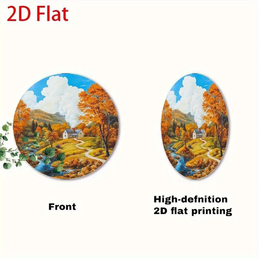 Vintage Mountains and Rivers Country Decor Round Aluminum Wall Art