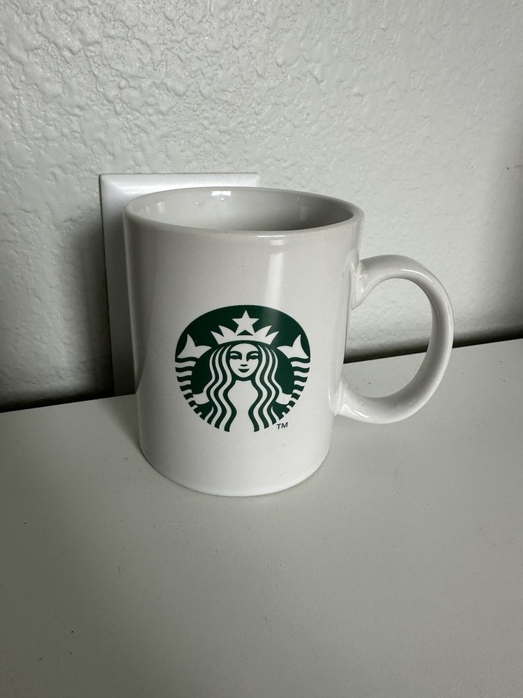 Starbucks Coffee Mug 2011 White Green Siren Logo Ceramic Cup 10.8oz