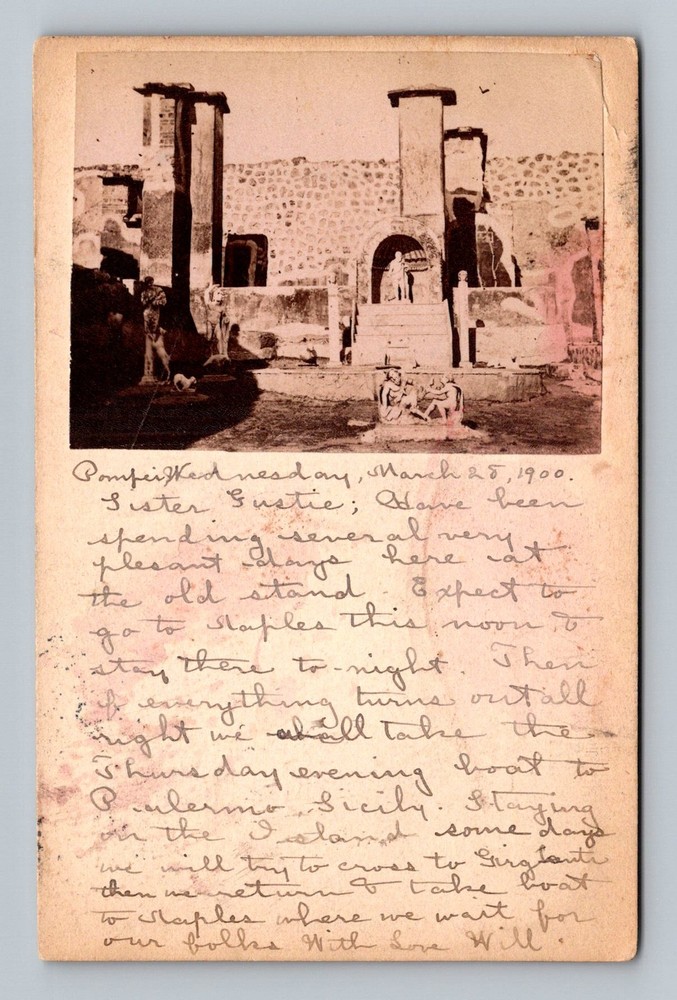 Italy- Unknown Ruins Standard Souvenir Postal Old Card View PC Vintage Postcard