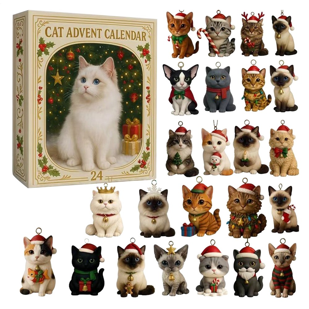 Cat Lovers Advent Calendar 2025 Best Christmas Present 2D Acrylic Cute Cat Box