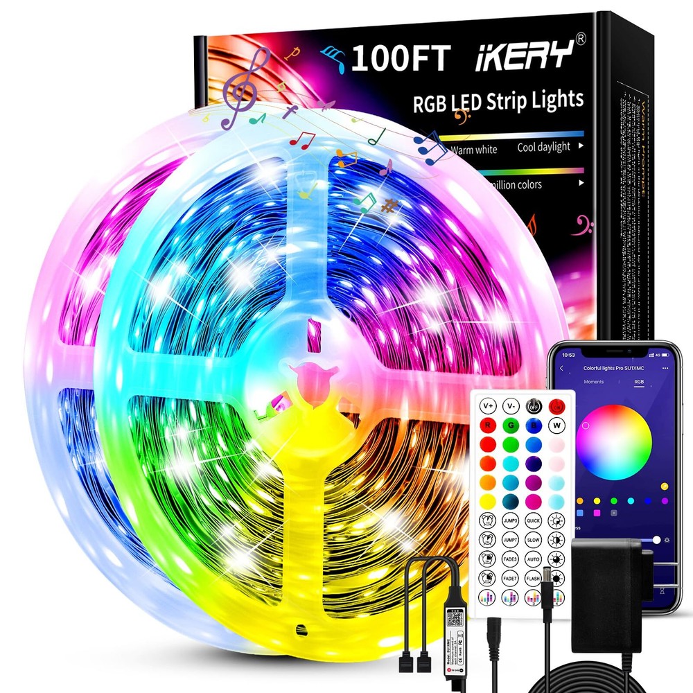 LED Lights for Bedroom 100ft,Music Sync Color Changing Led Strip Lights,Smart...