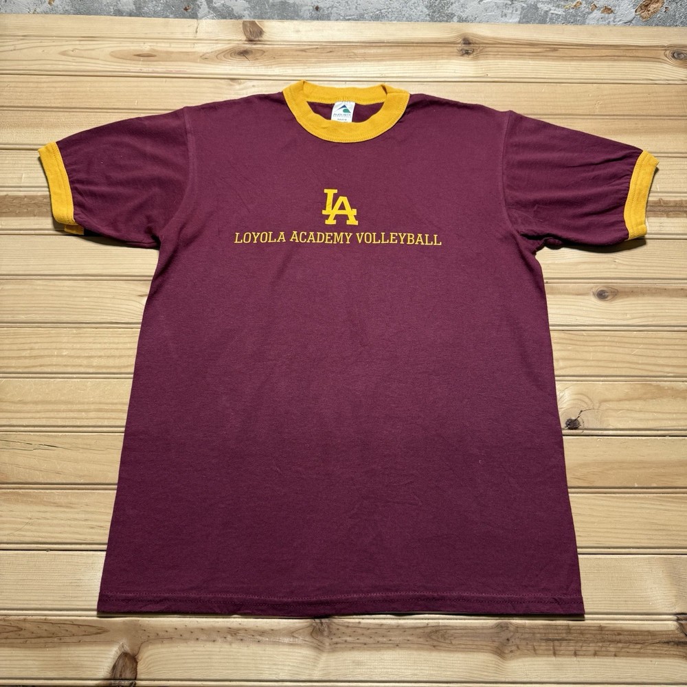 Vintage 90s Loyola Academy LA Volleyball Ringer Tee Size M