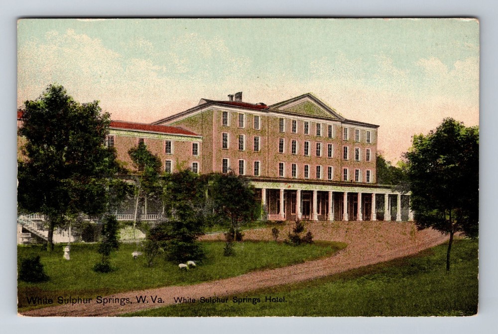 White Sulphur Springs, WV-West Virginia, Historic Hotel View Vintage Postcard