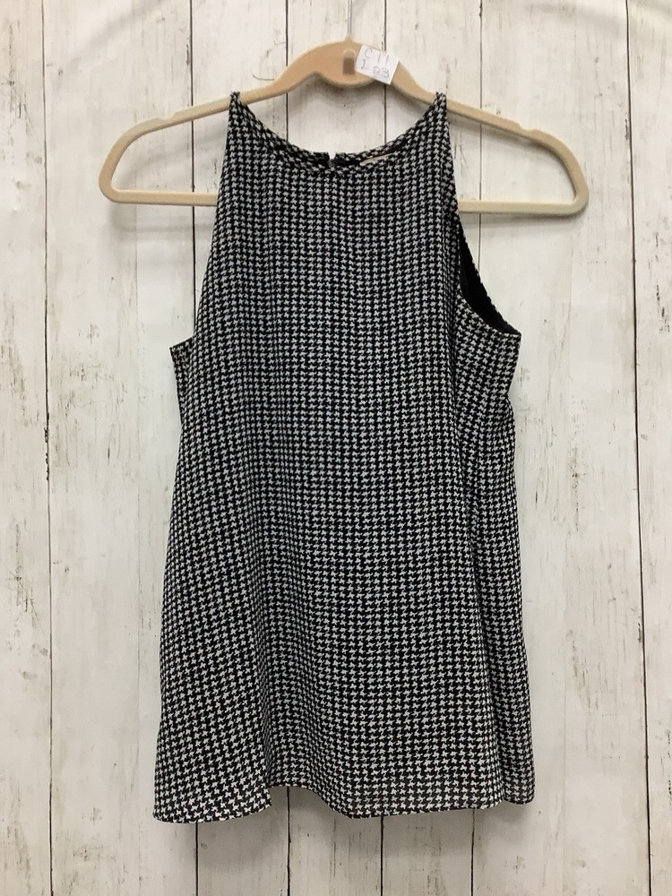 Banana Republic Women's XS Sleeveless Black & White Houndstooth Shell Blouse Top