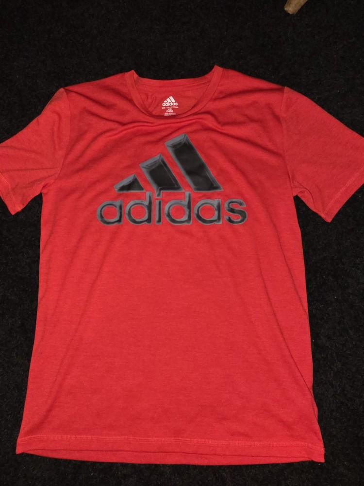 adidas Red Graphic Logo Men's Short Sleeve Crew Neck T-Shirt Size L