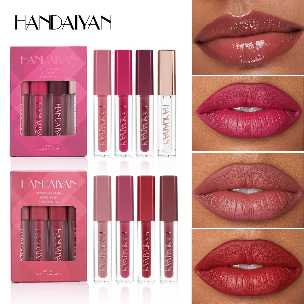 4PCS Pearl Lip Gloss Set Waterproof Long-Lasting Non-Transfer Lip Tint