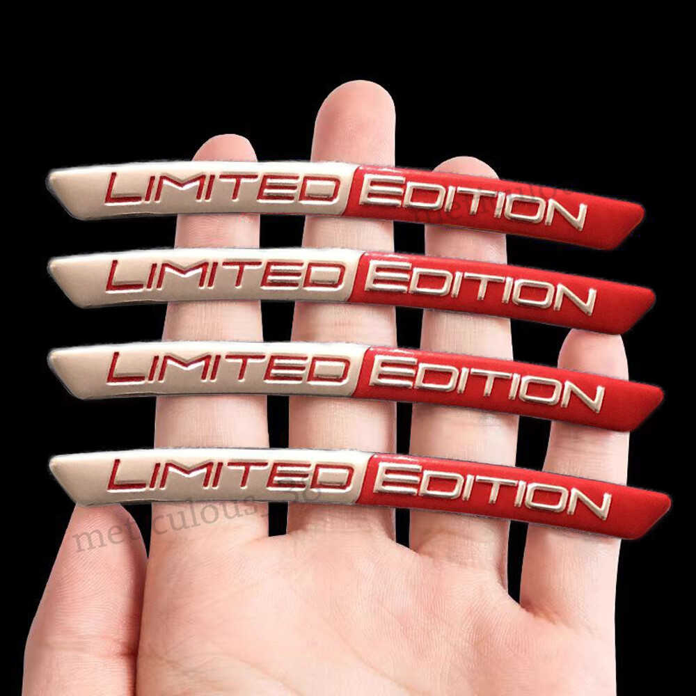 4pcs Red Limited Edition Logo Car Stickers Wheel Hub Emblem Badge Accessories