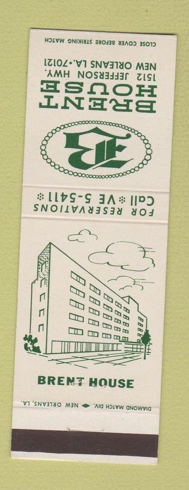Matchbook Cover - Brent House Hotel New Orleans LA