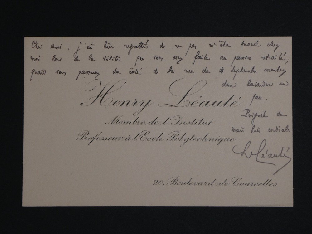 Henry LÉAUTÉ, Engineer - SIGNED AUTOGRAPH BUSINESS CARD