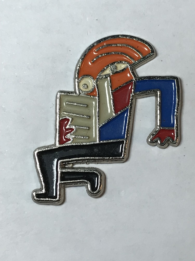 PIN ABSTRAC ART ORANGE BLUE AND BLACK READING NEWSPAPER
