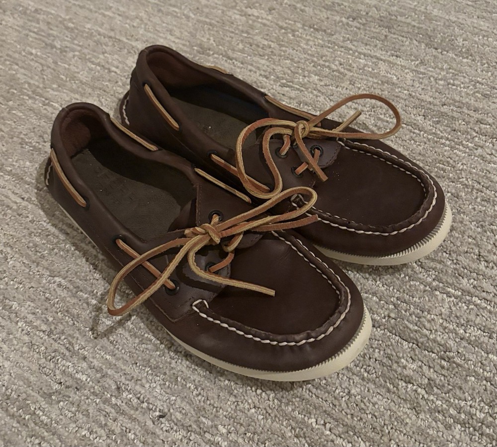 Sperry Top-Sider Men's Brown Leather Boat Shoes Slip Resistant Comfort US 9.5
