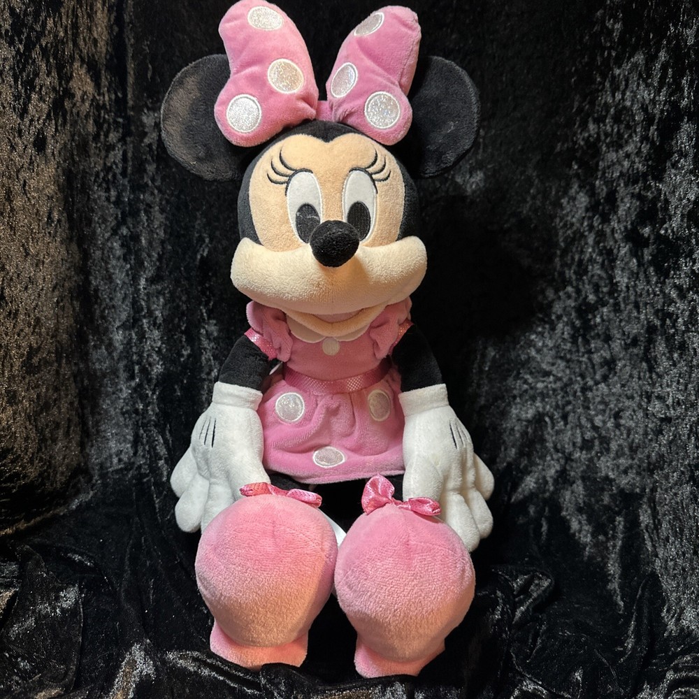 Adorable Disney Minnie Mouse Plush 20” Pink & White Polka Dots