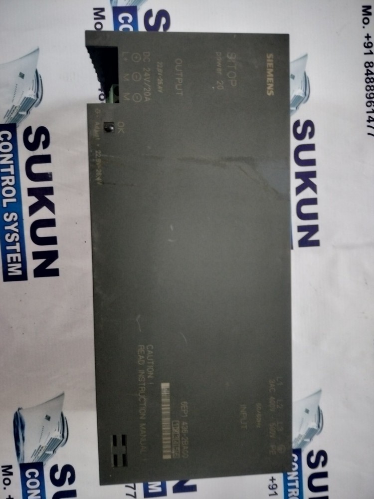 Siemens 6EP1436-2BA00 SITOP Modular Power Supply 400-500 VAC to 24V DC/20A