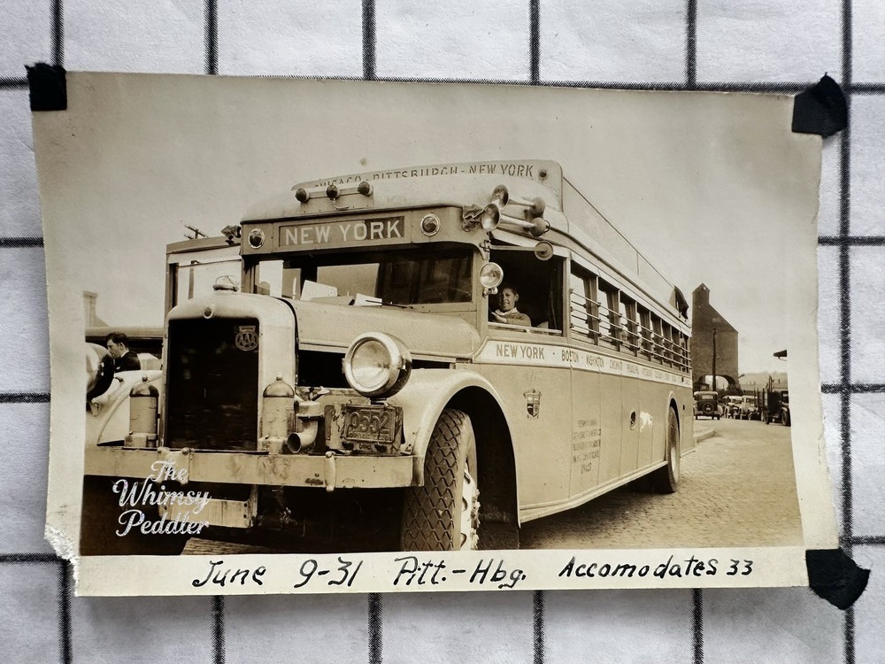 Vintage 1931 New York Pittsburgh PA Bus Photo Motor Coach Accommodates 33-image