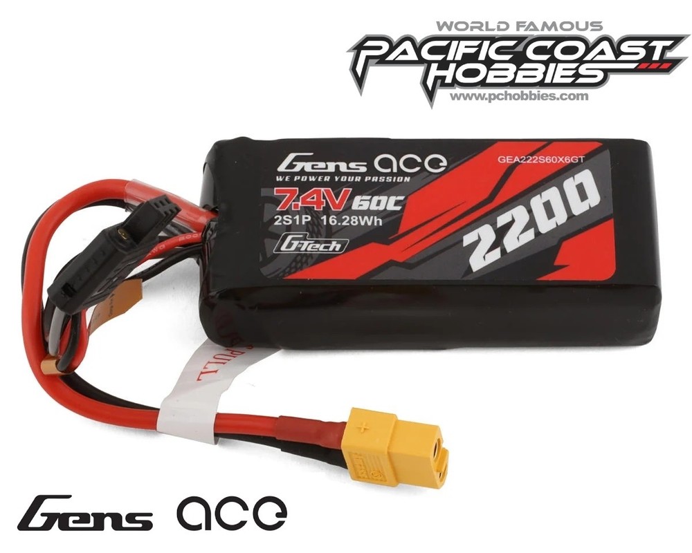 Gens Ace 2S G-Tech Smart LiPo Battery 60C (7.4V/2200mAh) w/XT-60 Connector