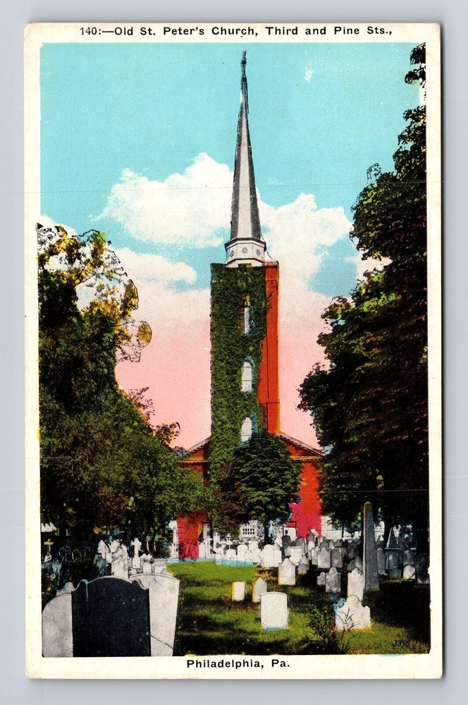 Philadelphia PA-Pennsylvania, Old St Peter's Church, Religion, Vintage Postcard