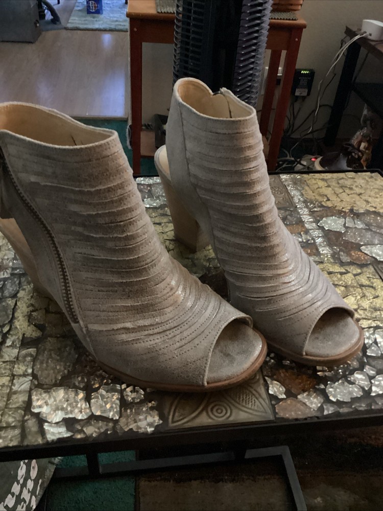 Paul Green Tan Leather Open Toe Booties Women’s Size US 6 1/2