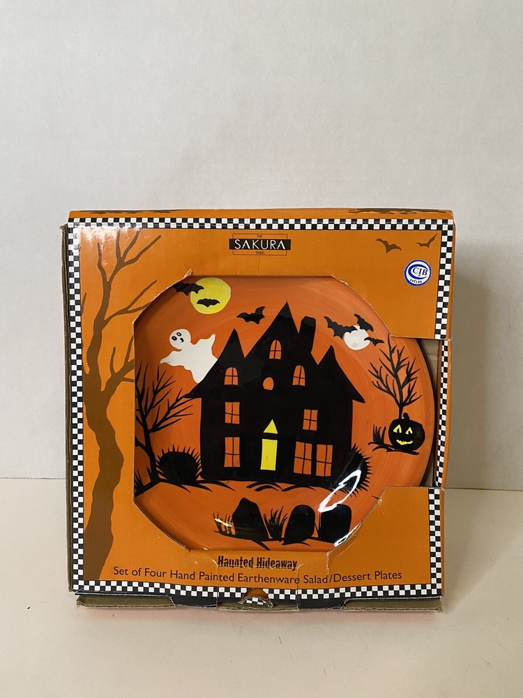 The Sakura Table Haunted Hideaway Set Of 4 Plates Halloween Salad Desert Plates