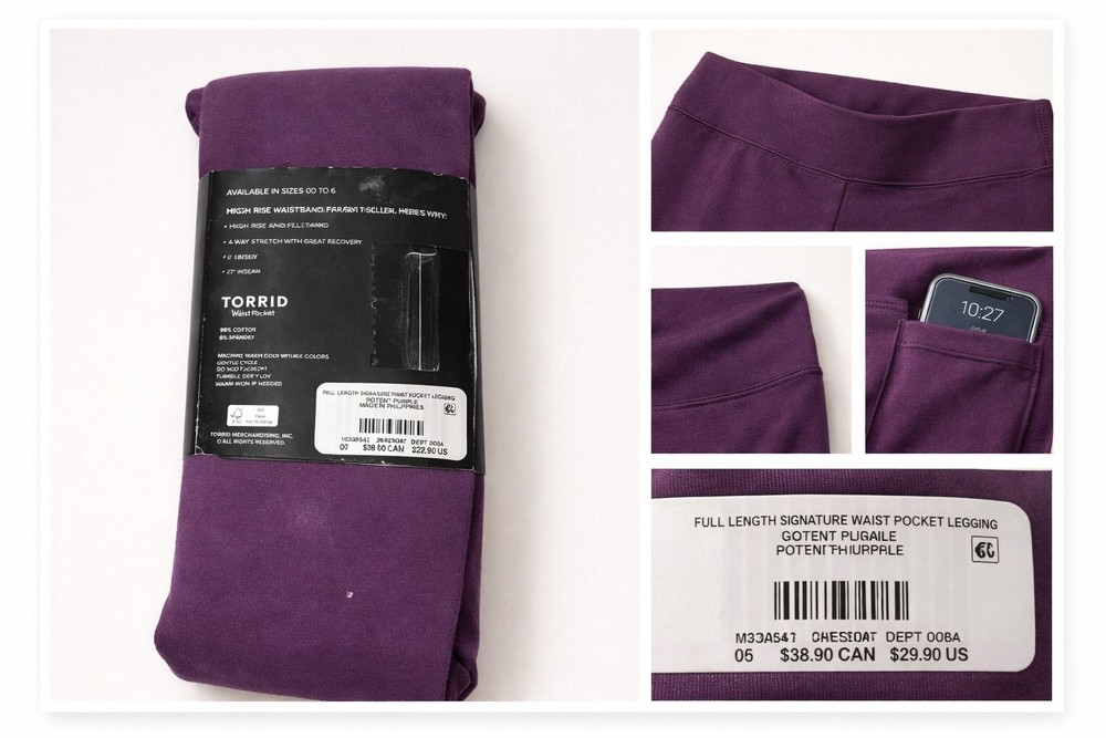 Torrid Premium Full Length Leggings Potent Purple Pockets Signature Waist Size …