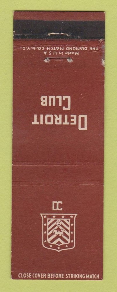 Matchbook Cover - Detroit Club MI WEAR