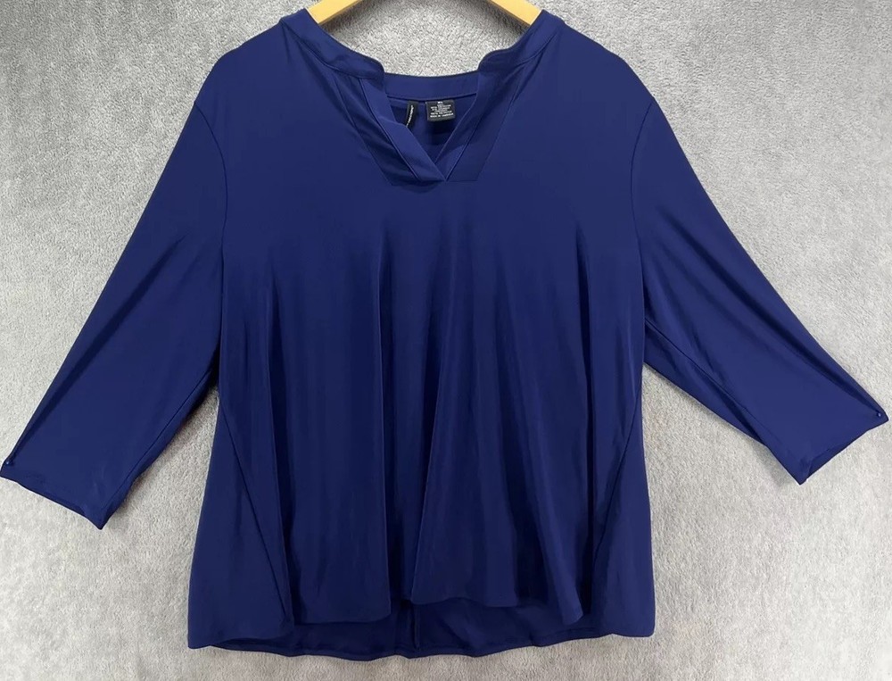 New Directions Navy Blue Flowy Blouse Size XL V Neck Women’s Long Sleeve