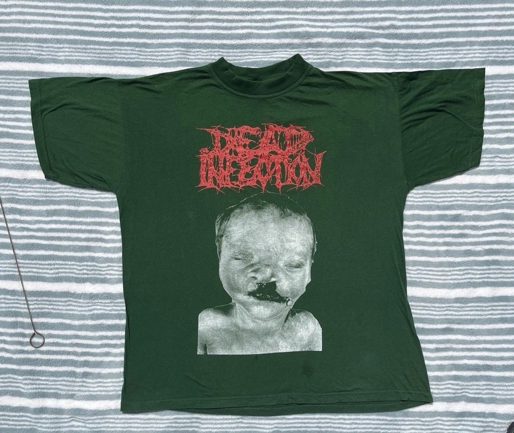 Vintage 1997 Dead Infection Slaughter Till Remaims Goregrind Band Shirt Size XL