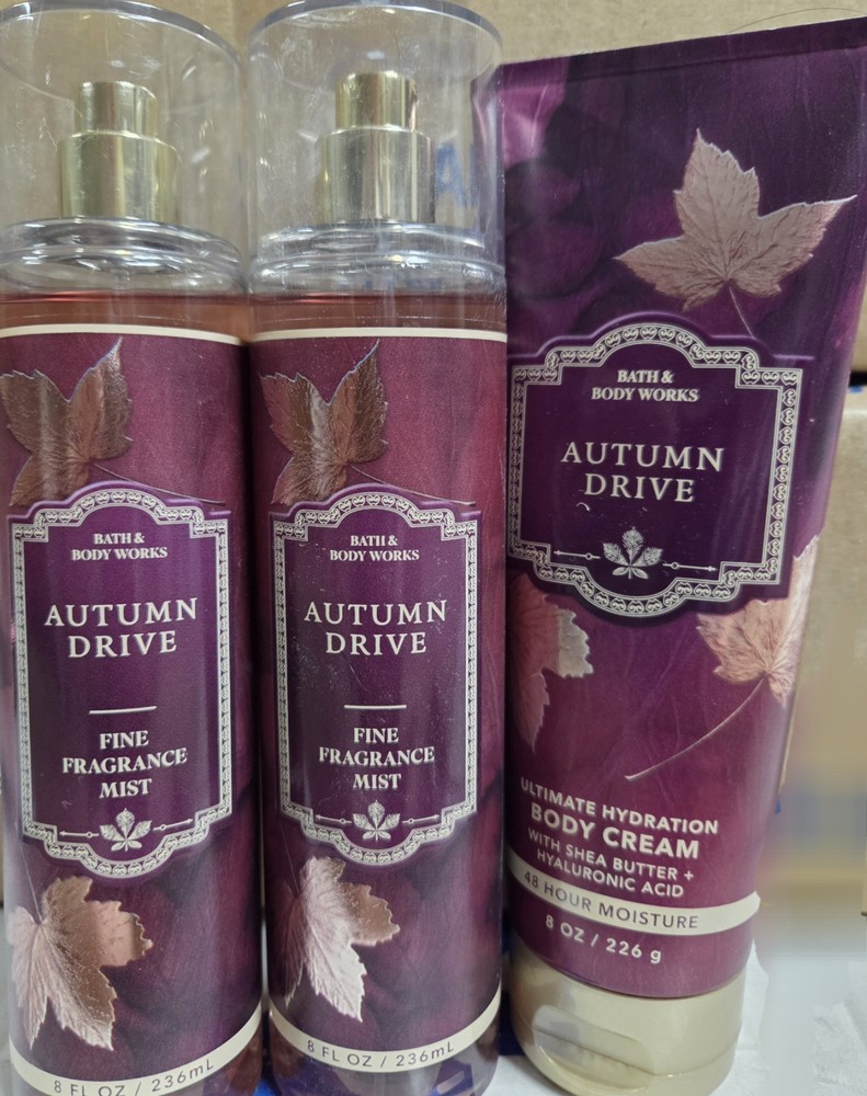 Autumn Drive 2025 Lot Of 3, Two Spray Mists & 1 Cream Lotion Bath & Body Works