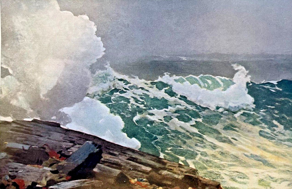 1917 Vintage Magazine Illustration Northeaster by Winslow Homer