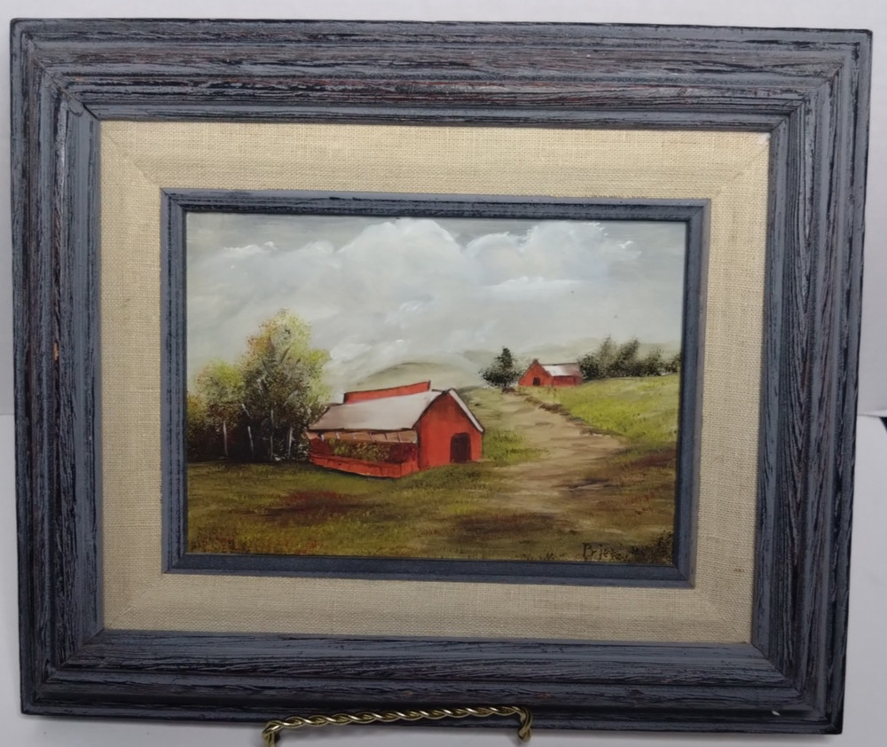 Rustic Red Barns Hand Painted 11.5