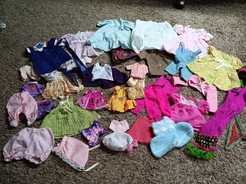 Large Mixed Lot of Vintage Doll Clothing Various Sizes Large to Small Dolls