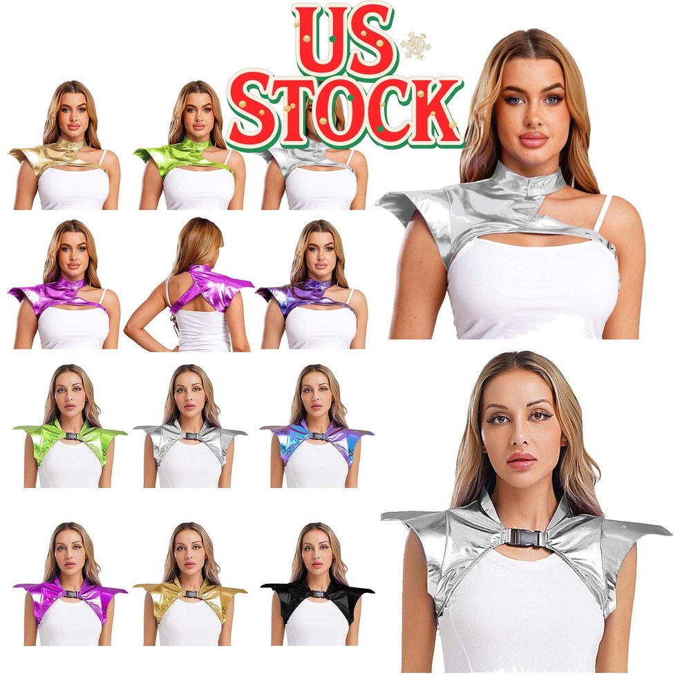 US Women's Gothic Shoulder Armor Harness Jacket Steampunk Shrug Corset Halloween