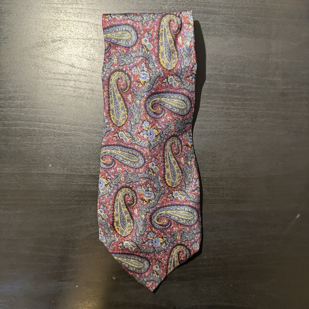 Pura Seta 100% Silk Paisley Tie Necktie Made in Italy - VTG