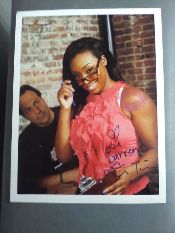 rare Lisa Tiffian Hand Signed 8x10 color Photo w/lip prints of Adult Ebony Model