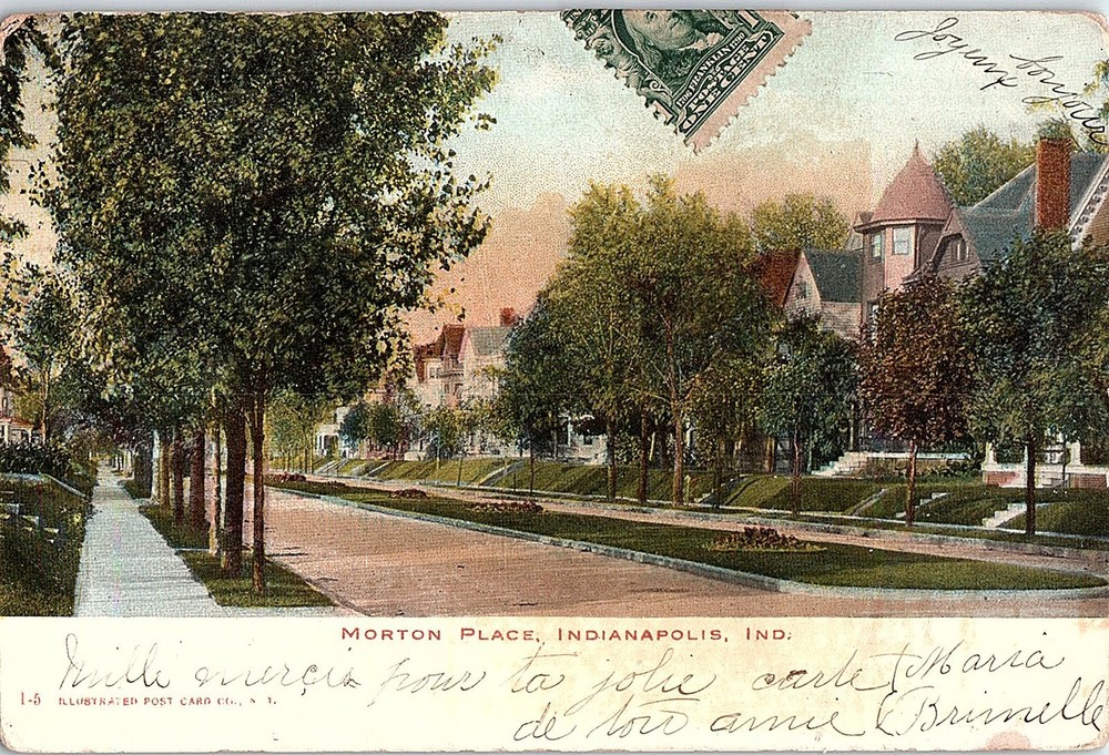 Postcard HOUSE SCENE Indianapolis Indiana IN m/09 AI4897