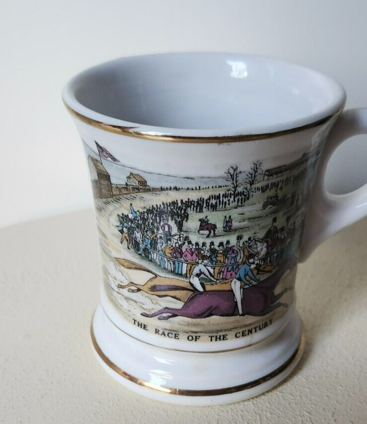 vintage RACE OF THE CENTURY Mustache Mug Horse Racing