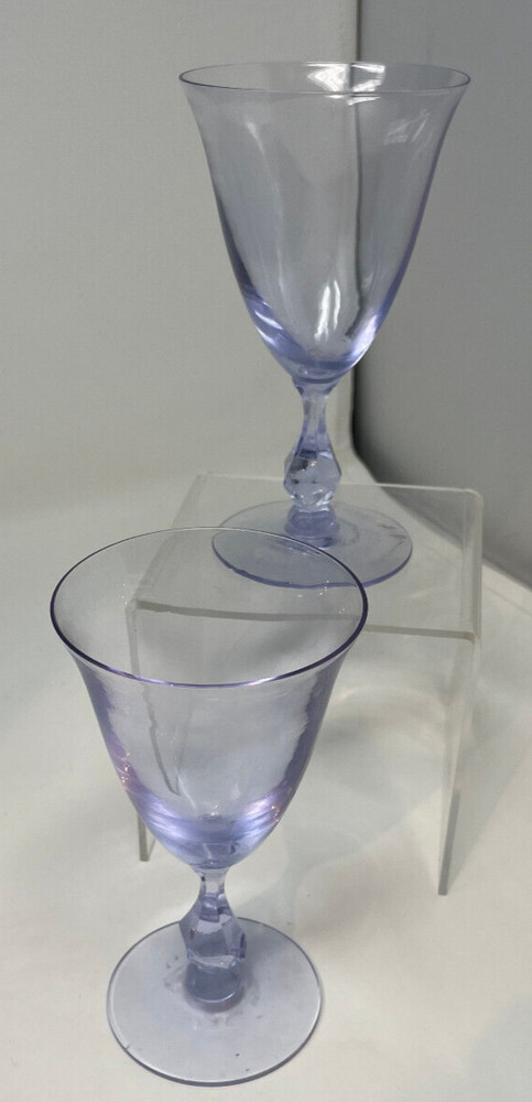 Tiffin TWILIGHT Claret Wine Stem 17492 Diamond Point Stem HTF Set of 2