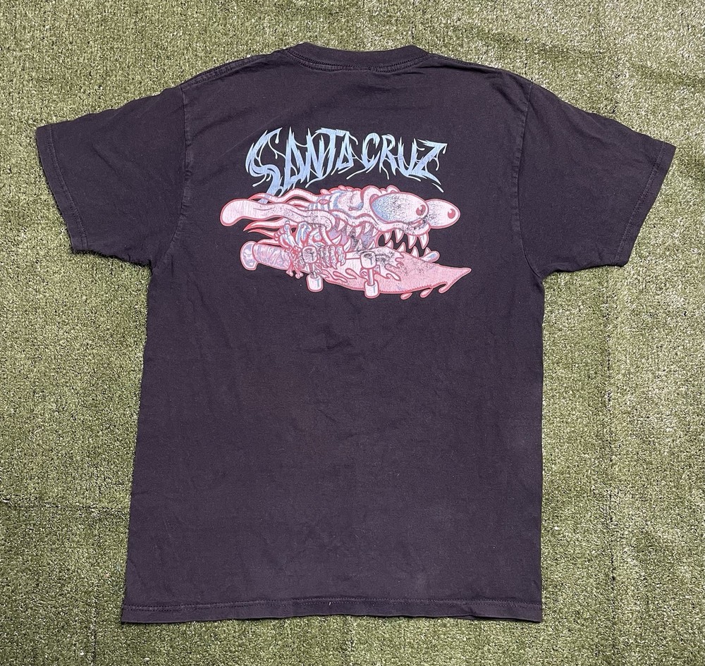 Y2K Santa Cruz Logan Graphic Print Logo Men's T-Shirt Black Short Sleeve Size M
