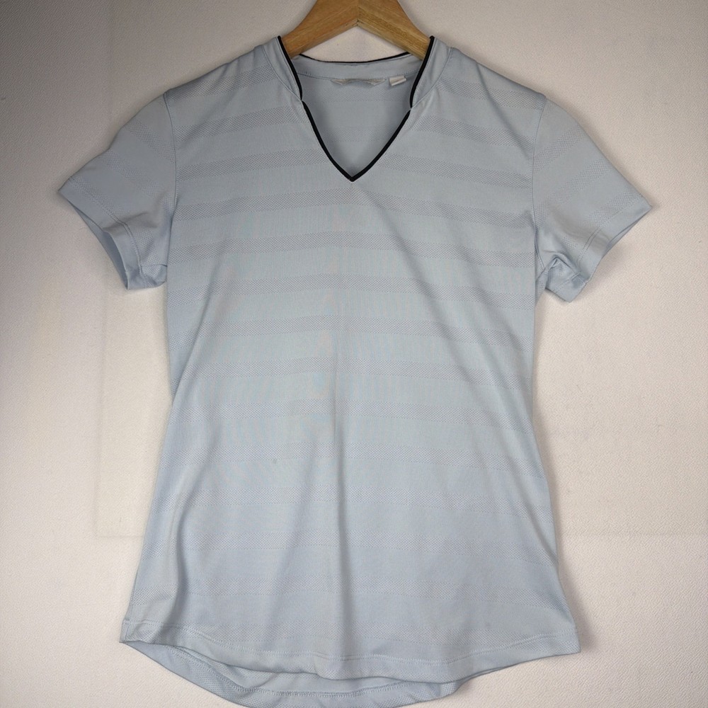 Lady Hagen Women's Blue V-Neck Short Sleeve Performance Golf Polo Shirt Small