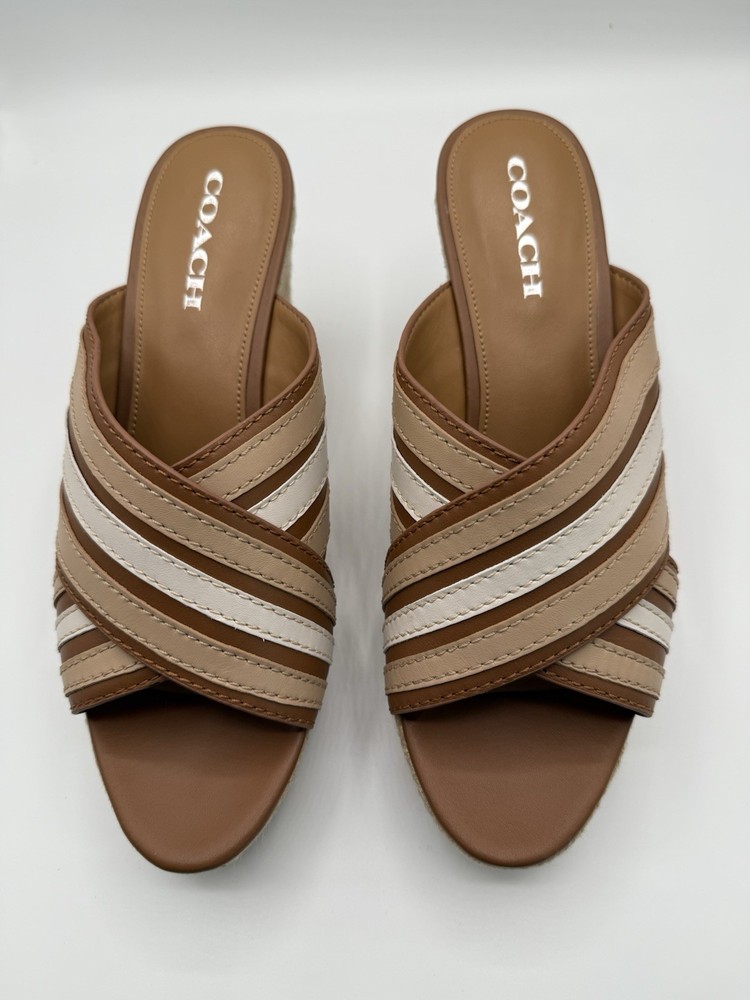 Coach Leather Wedge Sandals Sz10